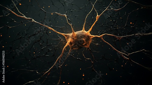 Intricate 3D Render of a Neuron Firing in the Deep Neural Network AI Generated