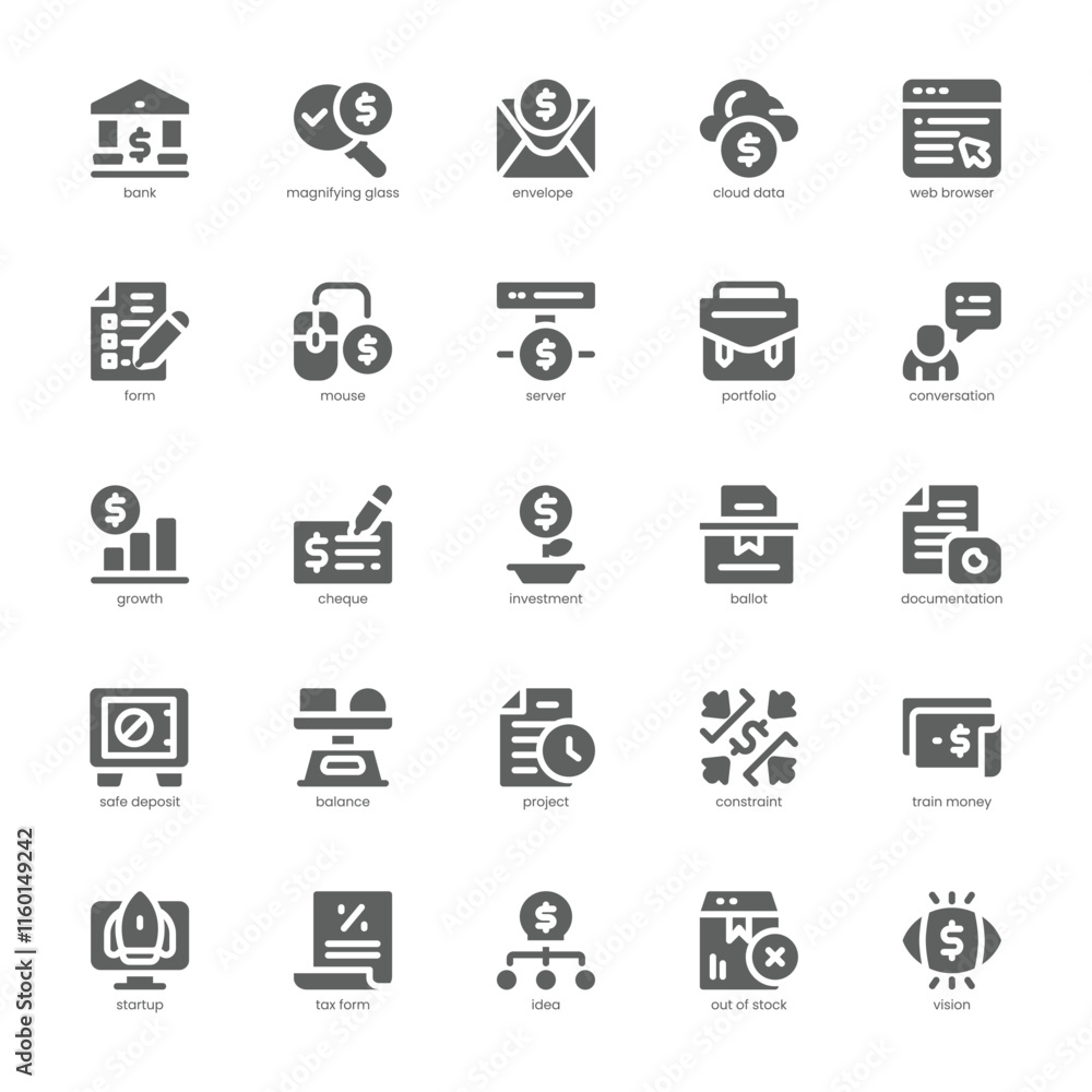 Financial Report icon pack for your website, mobile, presentation, and logo design. Financial Report icon glyph design. Vector graphics illustration and editable stroke. Financial Report icon pack for your website, mobile, presentation, and logo design. Financial Report icon glyph design. Vector graphics illustration and editable stroke.