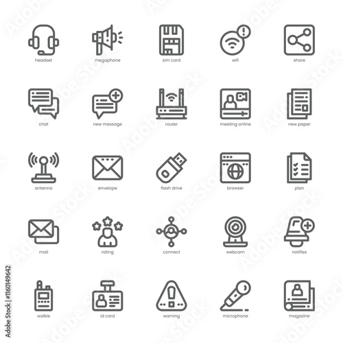 Communication Core icon pack for your website, mobile, presentation, and logo design. Communication Core icon outline design. Vector graphics illustration and editable stroke.