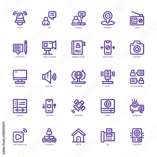 Communication Core icon pack for your website, mobile, presentation, and logo design. Communication Core icon basic line gardient design. Vector graphics illustration and editable stroke.