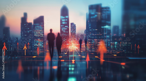 abstract professional business team people innovation connection of line from nail node to node on Smart Innovation city with connection cyber security network reciprocity , networking concept