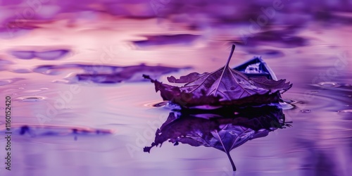 purple violet tone leaves drop on water surface smooth calm wallpaper photo