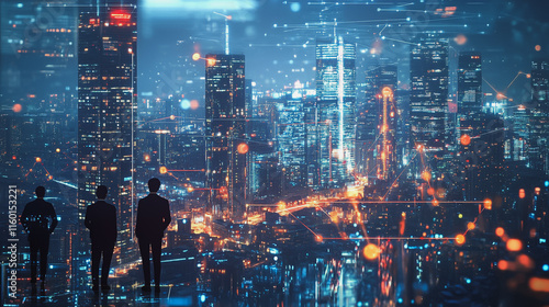 Wallpaper Mural abstract professional business team people innovation connection of line from nail node to node on Smart Innovation city with connection cyber security network reciprocity , networking concept Torontodigital.ca