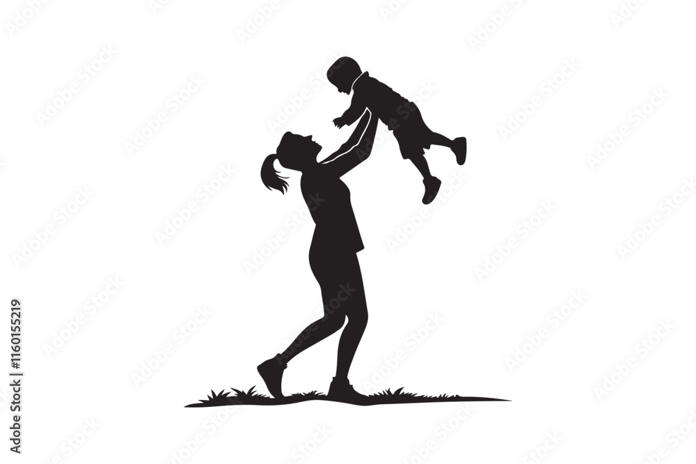 Mother day Line art, Mother day Silhouette Design Mother day Line art, Mother day Silhouette Design