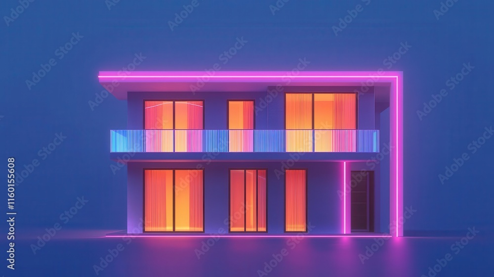 Smart condo featuring fully automated lighting and climate control, isometric view Smart condo featuring fully automated lighting and climate control, isometric view