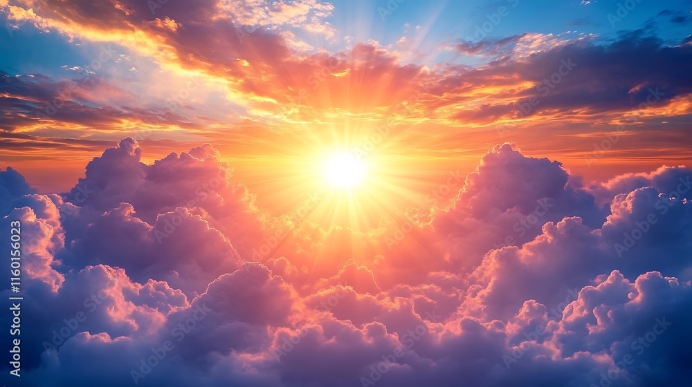 Sunrise over cloudscape nature digital art serene atmosphere Sunrise over cloudscape nature digital art serene atmosphere