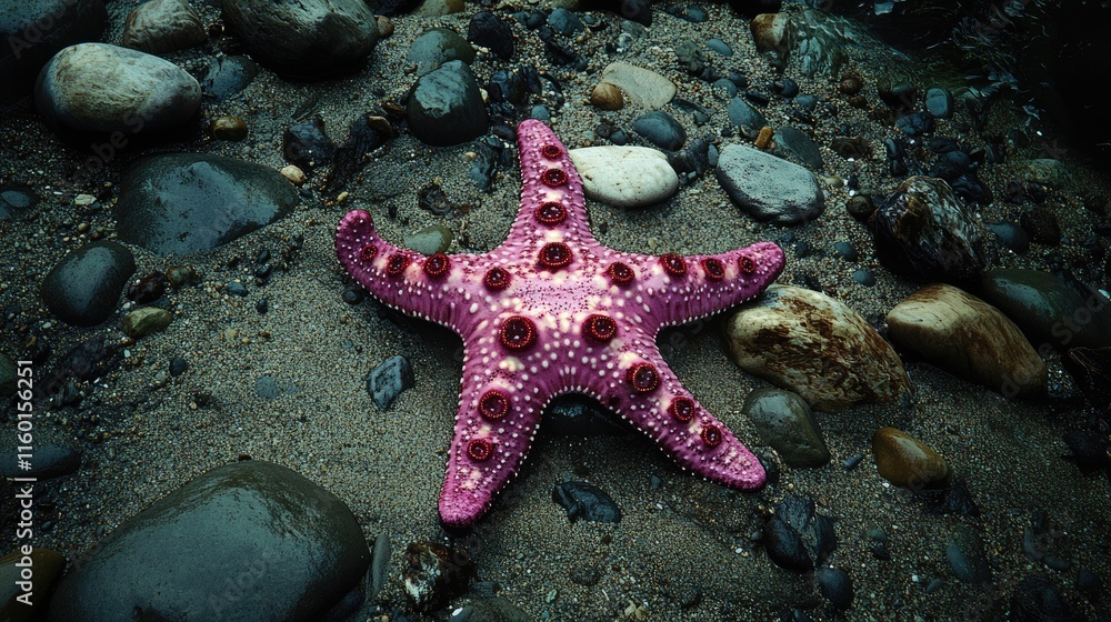 Pink Starfish on a Rocky Beach Pink Starfish on a Rocky Beach