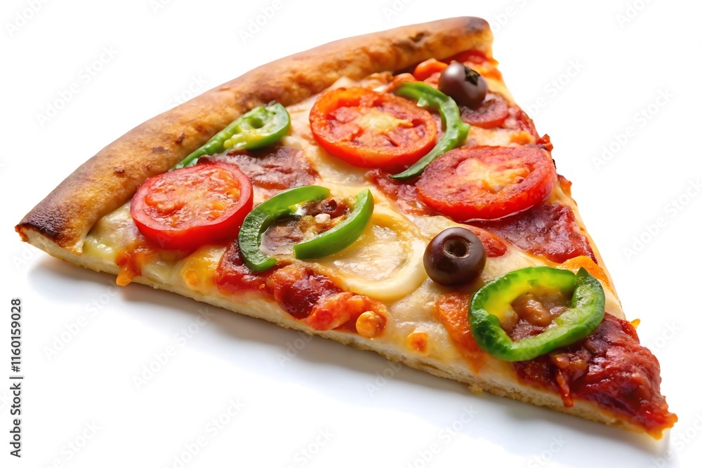 Supreme Pizza Slice On A White Background Supreme Pizza Slice On A White Background