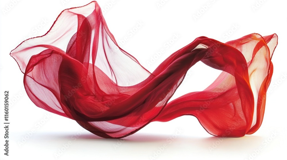 Flowing red fabric isolated on white background. Flowing red fabric isolated on white background.