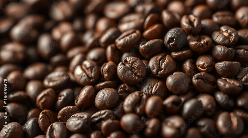 Fototapeta premium Close-Up of Richly Colored Coffee Beans Piled Together