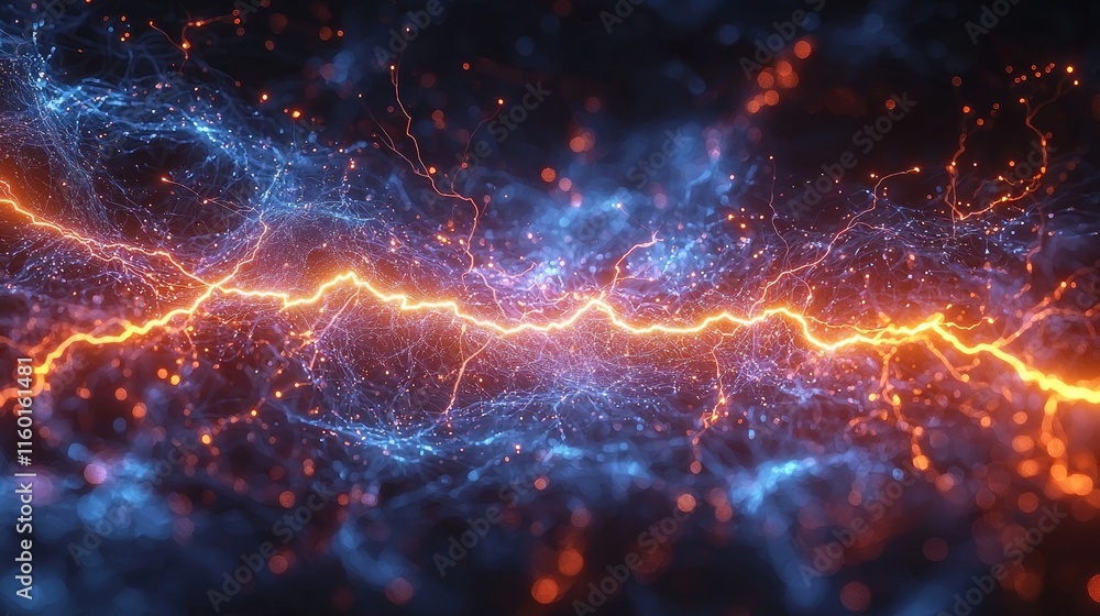 Abstract Lightning Bolt Energy Surge: Fiery Plasma and Electric Sparks Abstract Lightning Bolt Energy Surge: Fiery Plasma and Electric Sparks