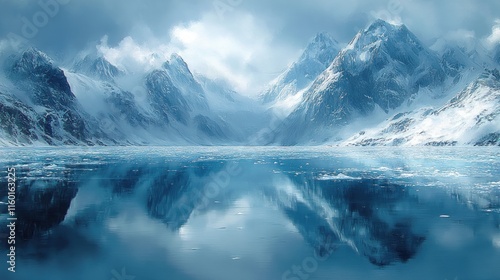 Wallpaper Mural Serene icy fjord, snow-capped mountains reflected. Torontodigital.ca