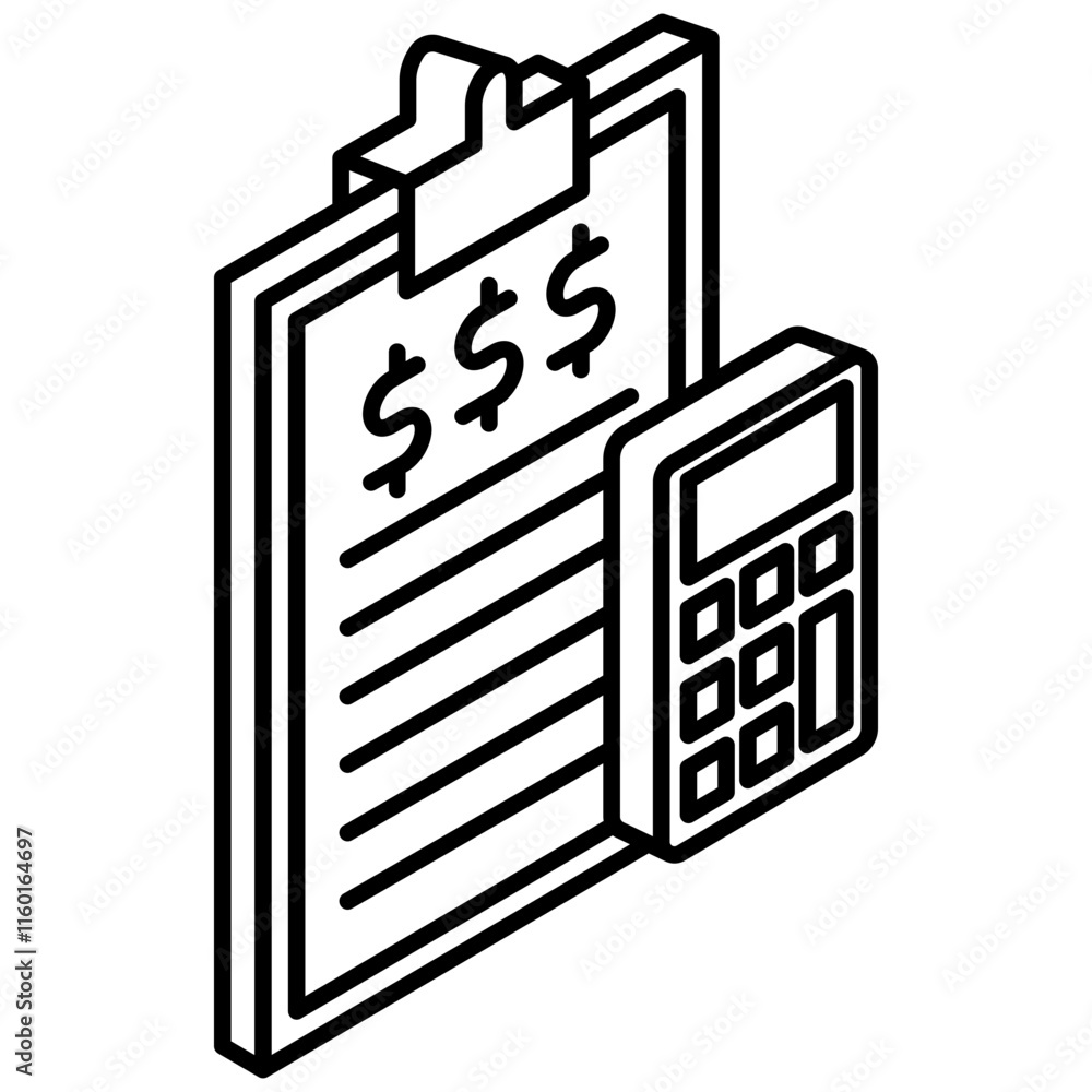 Accounting isometric 3D outline icon. use for modern concept, print, UI, UX kit, web and app development. Vector EPS 10, related to education, business, finance. Accounting isometric 3D outline icon. use for modern concept, print, UI, UX kit, web and app development. Vector EPS 10, related to education, business, finance.