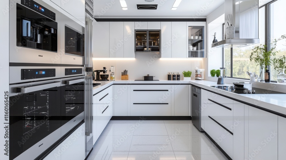 Fototapeta premium 2025 Creative Projects vision and future. Modern kitchen with sleek design and ample natural light.