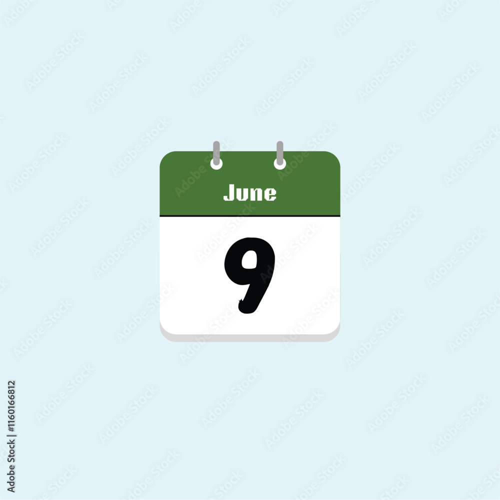 June 9th: Calendar Date Illustration June 9th: Calendar Date Illustration