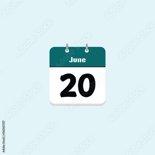 June 20th: Calendar Date Illustration