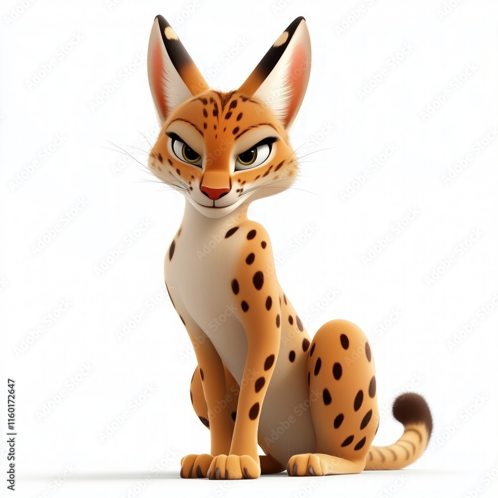 Fototapeta premium 3d Cartoon Serval with angry Expression