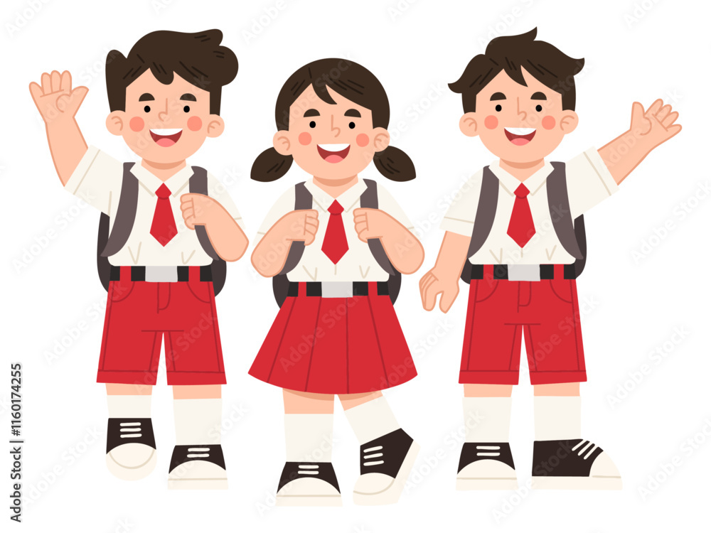 Illustration of school students in uniform Illustration of school students in uniform