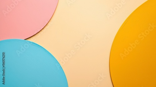 Colorful Circular Papers on Background in Pastel Shades for Creative Design Use