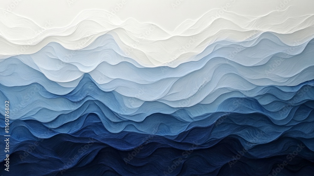 Abstract Blue Hues Depicting Rolling Hills Landscape Abstract Blue Hues Depicting Rolling Hills Landscape