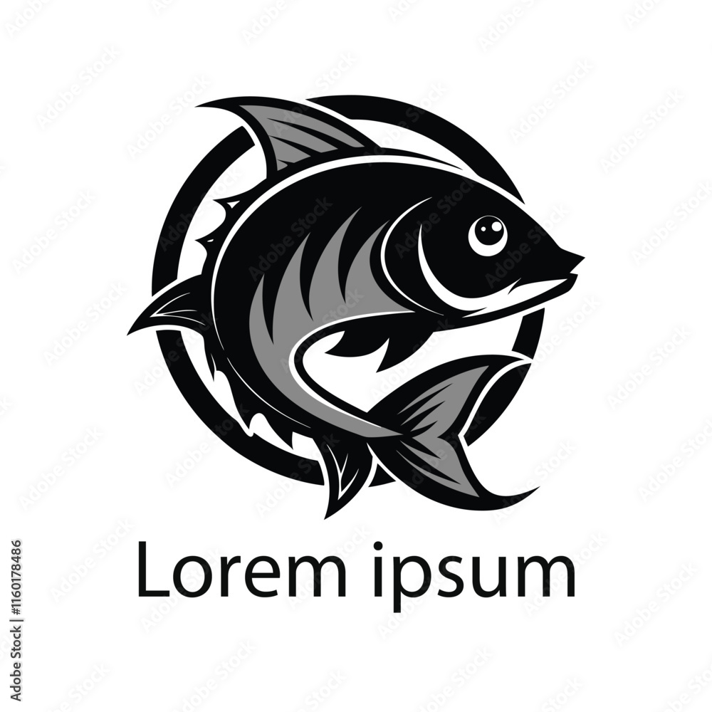 Fototapeta premium Minimalistic Fish Emblem for Aquatic Themes