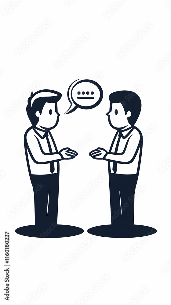 Businessmen conversing, communication, office background, collaboration, vector illustration. Businessmen conversing, communication, office background, collaboration, vector illustration.