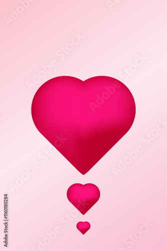 A charming heart-themed template with bold red and soft pink hearts framing a central white area, set against a soft pink.