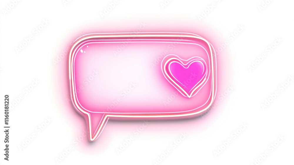 Pink neon speech bubble with heart. (1) Pink neon speech bubble with heart. (1)