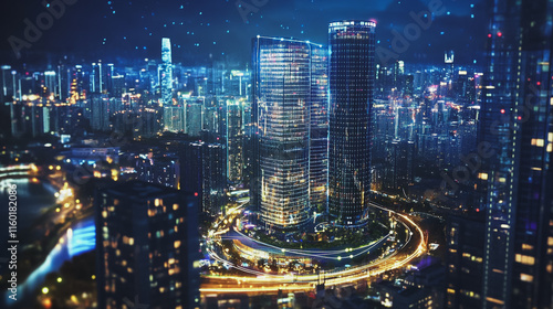 Wallpaper Mural abstract professional business team people innovation connection of line from nail node to node on Smart Innovation city with connection cyber security network reciprocity , networking concept Torontodigital.ca