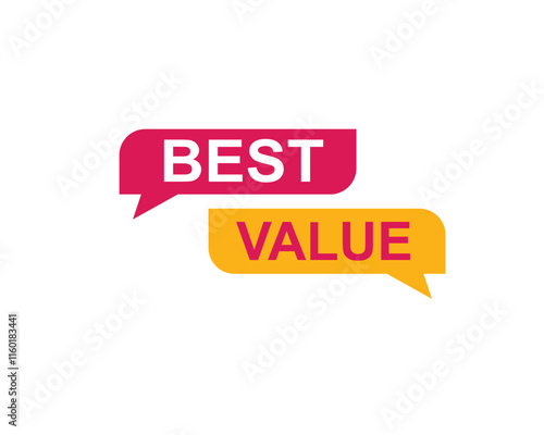 Best Value text on a ribbon. Designed with white title and pink stripe. Vector banner with tag on a transparent background.