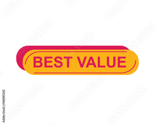 Best Value text on a ribbon. Designed with white title and pink stripe. Vector banner with tag on a transparent background.