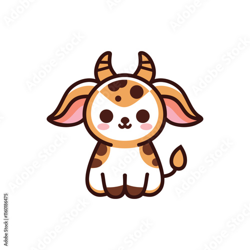 vector cute hand drawn cartoon bull cartoon icon