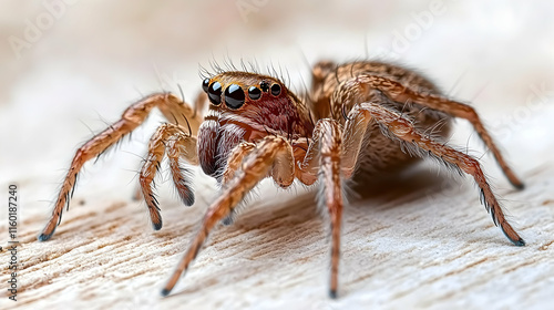 Wallpaper Mural Jumping Spider Close-up on Wood, Blurred Background, Nature Photography. Torontodigital.ca