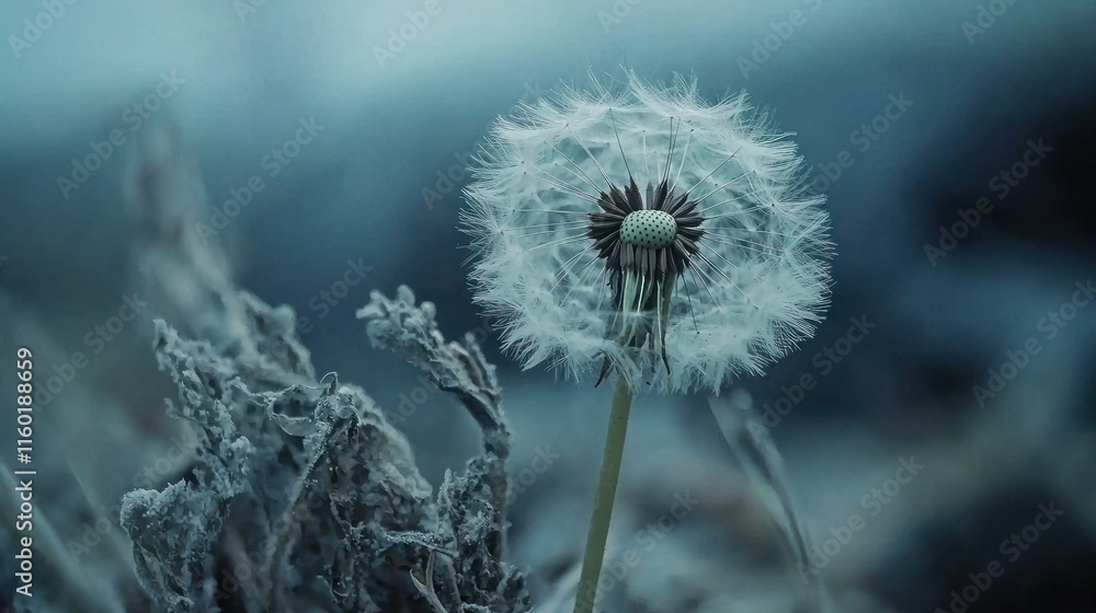 Close-up of a dandelion seed head against a blurred background. Close-up of a dandelion seed head against a blurred background.