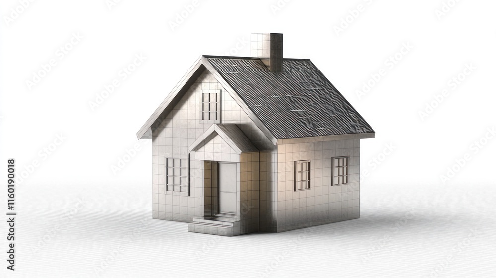 Metallic house model on white background. Metallic house model on white background.