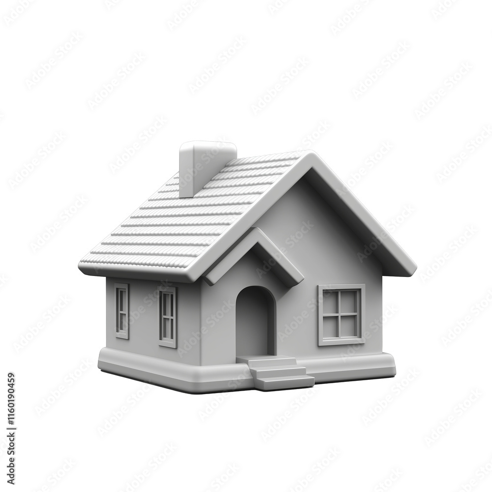3D Model of a Simple, Light Gray House Icon 3D Model of a Simple, Light Gray House Icon