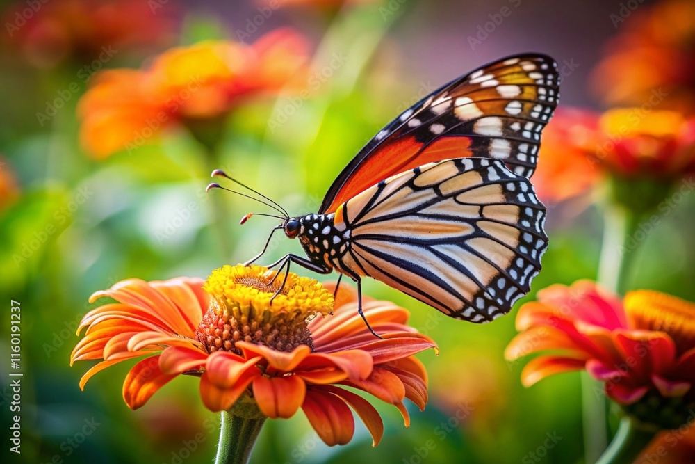 A butterfly is sitting on a pink flower A butterfly is sitting on a pink flower