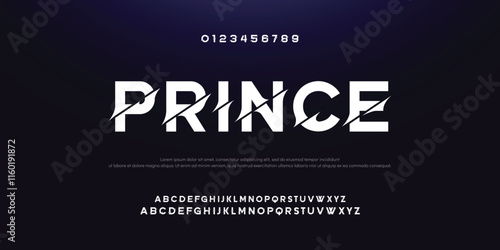Design Modern abstract digital alphabet font. Minimal technology typography, Creative urban sport fashion futuristic font and with numbers. vector illustration.