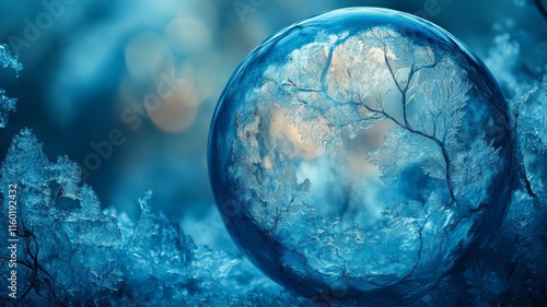 Frozen Bubble Encapsulating Winter Wonderland Scene photo