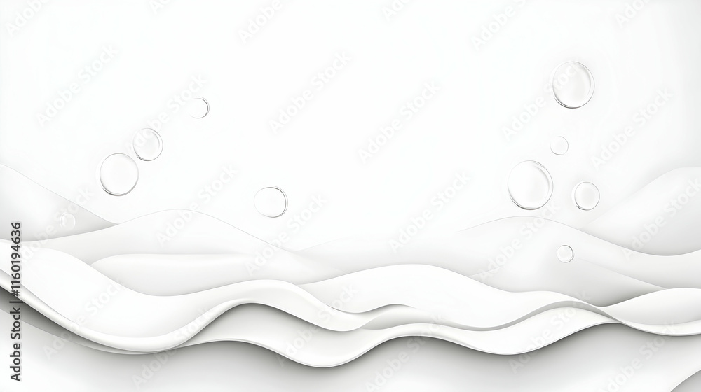 White Wave Abstract Background, Bubbles, Clean Design, Website Banner. White Wave Abstract Background, Bubbles, Clean Design, Website Banner.