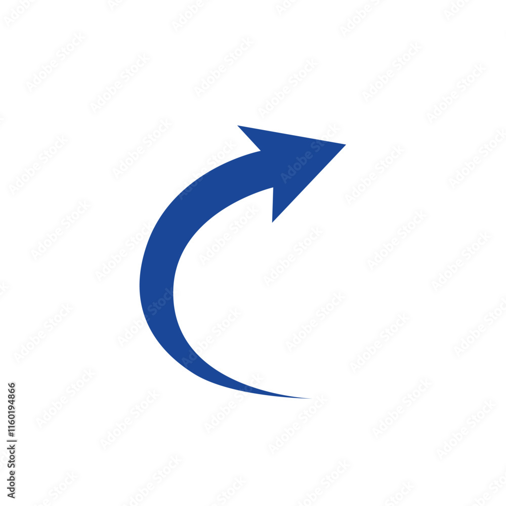 blue arrow icon curved upwards blue arrow icon curved upwards