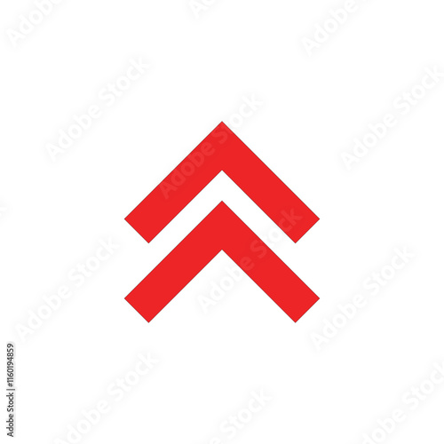 red arrow head rising up to the top vector flat design
