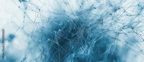 A blue and white image of a network of lines and dots. The image is abstract and has a futuristic feel to it
