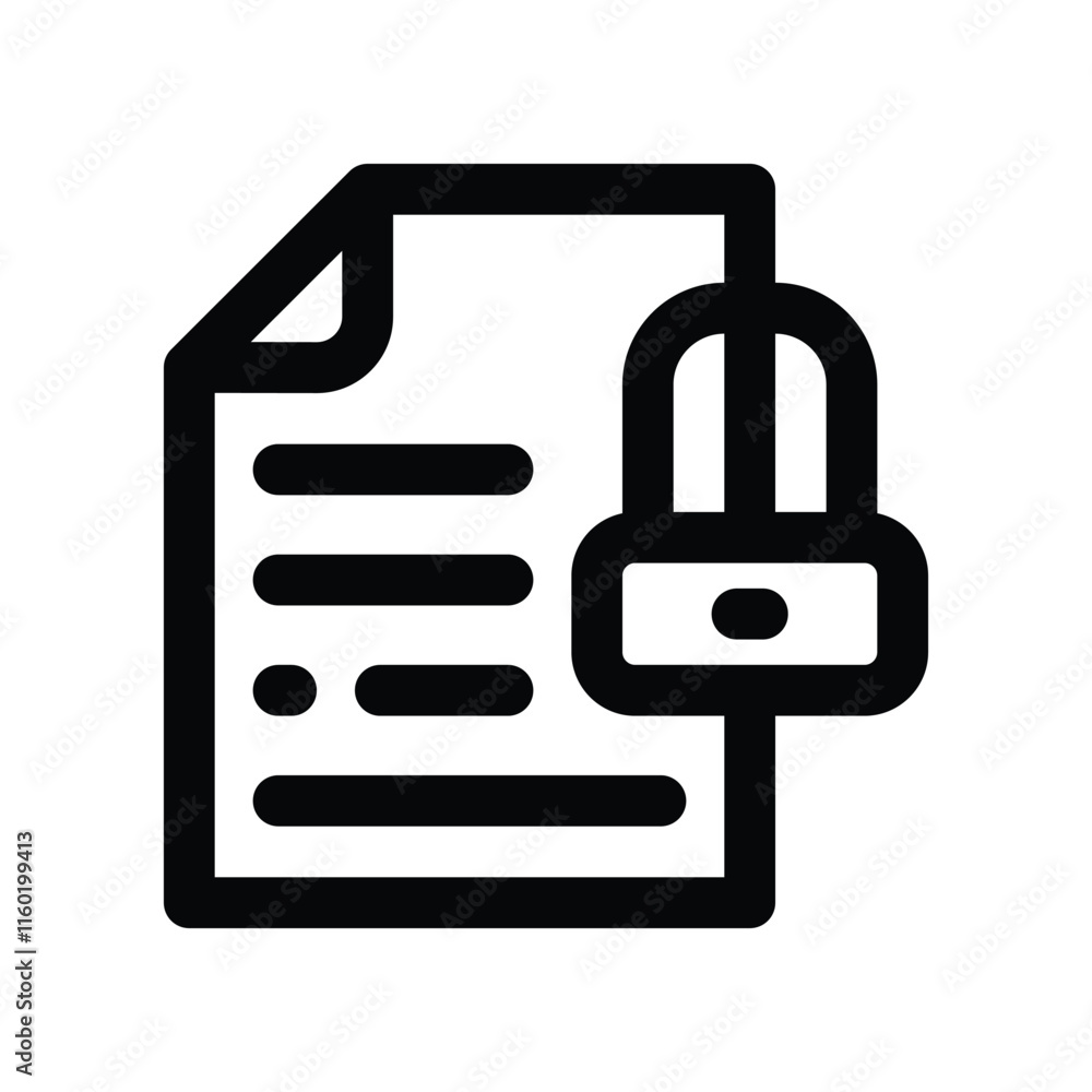 document lock icon. vector line icon for your website, mobile, presentation, and logo design. document lock icon. vector line icon for your website, mobile, presentation, and logo design.