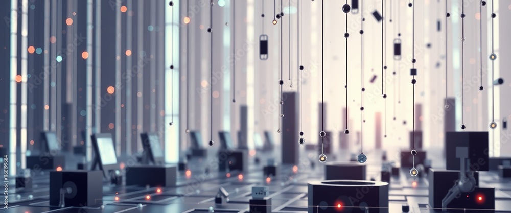Obraz premium Abstract digital background with lights, circuit patterns, and electronic components