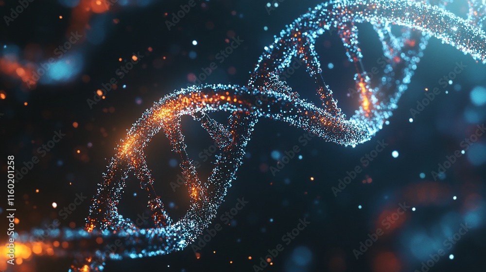Glowing DNA double helix structure. Glowing DNA double helix structure.