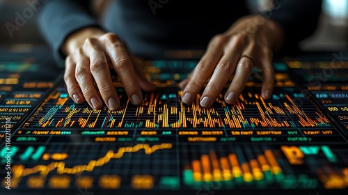 Hands Analyzing Financial Data On A Digital Screen