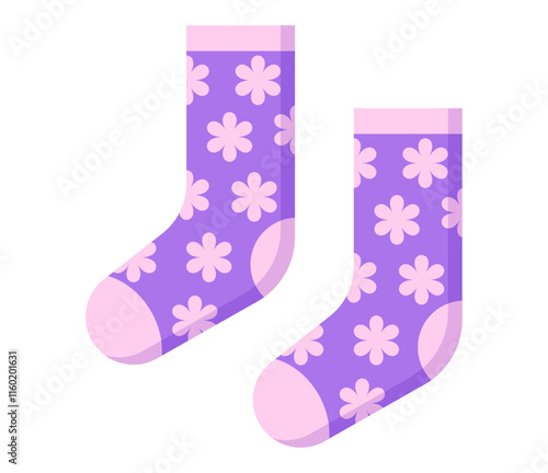 Flowers winter socks clipart illustration