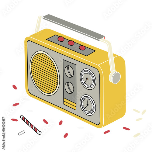 Abstract old retro radio player white illustration
