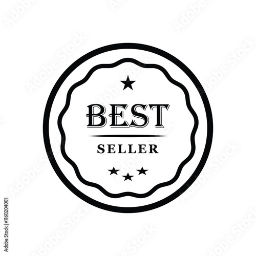 Best seller Decorated Seal Stamp Icon Hand Drawn Label Design Vector Graphic Stock Illustration